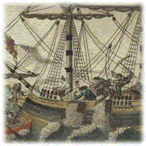 The boston tea party. Image courtesy of the US library of congress. Click on image to go to their site