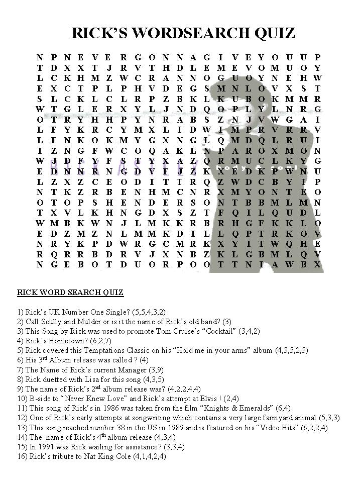 Are You Trying To Tell Me You Have Never Ever Done A Rick Astley Find A Word?&nbsp; As If!