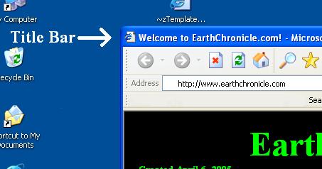 This is a picture of a browser Title Bar. The Title Bar is indicated by a white arrow.