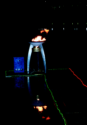 Community Olympic Flame on Lake Victoria, Shepparton