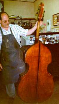 Barrie Kolstein holding the LaFaro-Prescott bass (rear)