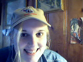 Meg in her blood hat...