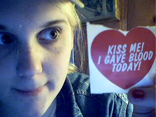 Meg with her blood sticker...
