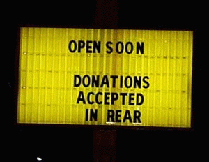 Donations accepted in rear.