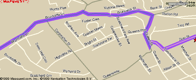 Detail Road Map to Zoar Street