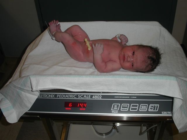 Me on the scale weighing in at&nbsp; 6lbs 14oz