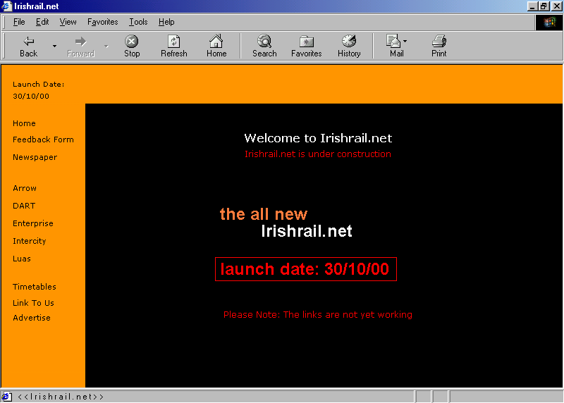 the new Irishrail.net. Launch Date: 30/10/00