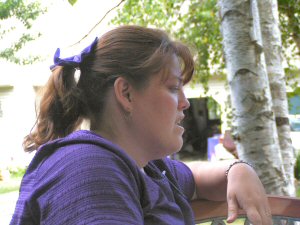 Kathy in her royal purple