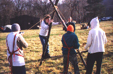 A FRAME WALK, with Collin 
at the helm... a real exercise in teamwork!