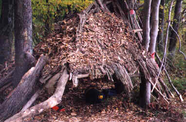exellent example of shelter 
built during our survival campout