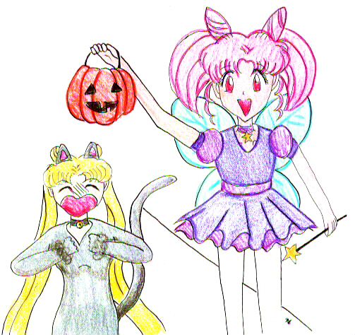 Serena and Rini on Halloween