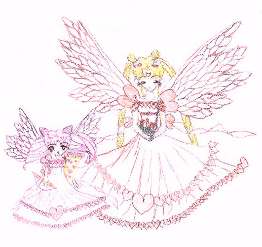 Princess Chibi Serenity and Princess Serenity As Angels