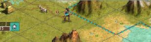 Early in the game a worker has completed a road, in Civilization3.