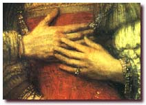 detail from rembrandt's 'the jewish bride'