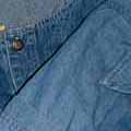 new overalls and a denim shirt