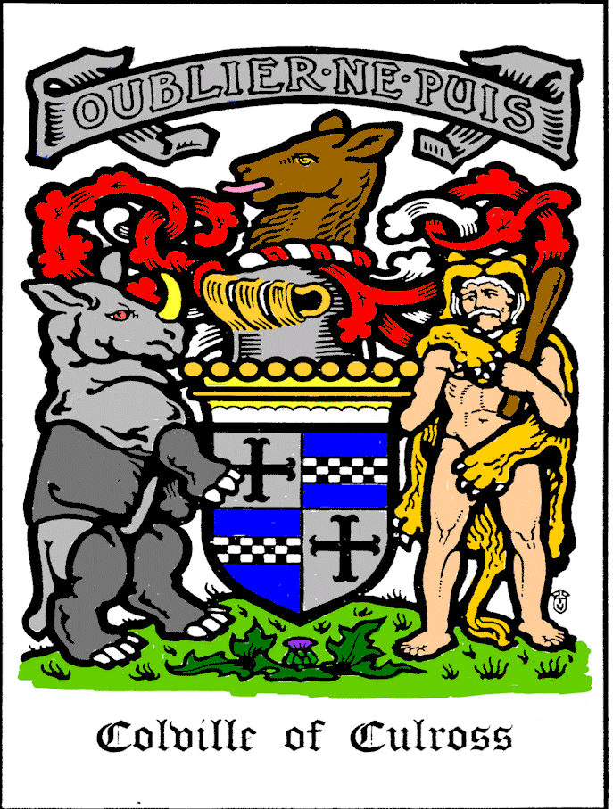 Colville of Culross Coat of Arms with Supporters
