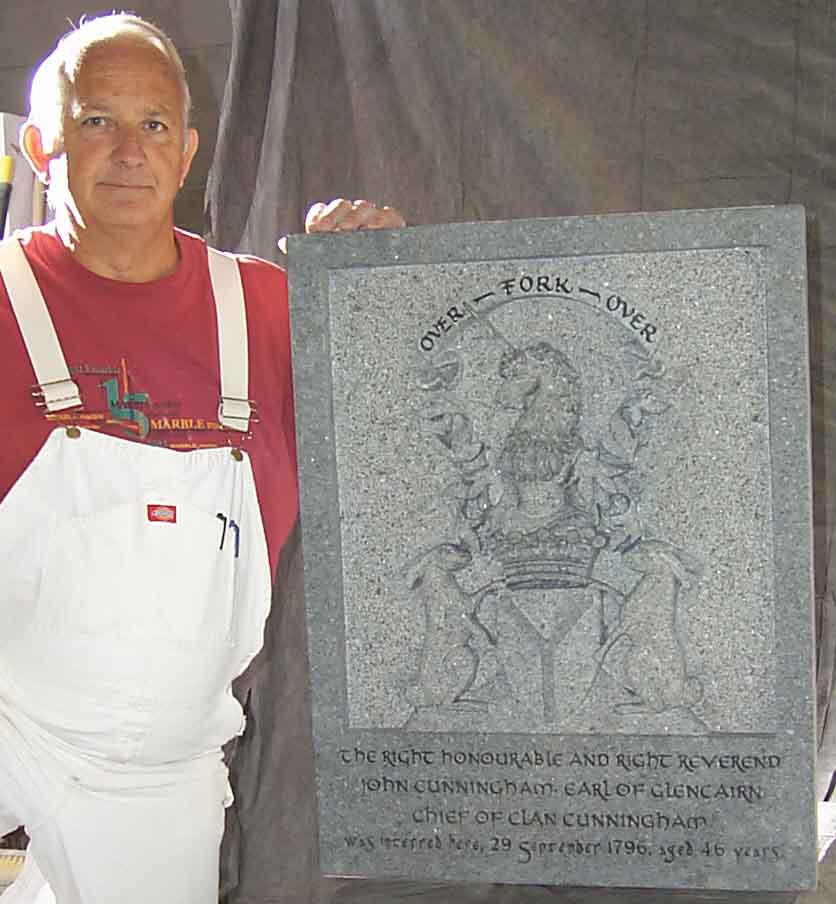 Sculptor Roger C. Seal with memorial of astonishing detail which must be seen and touched to appreciate.