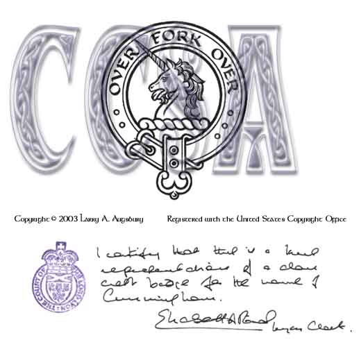 Lord Lyon certified Strap-and-Buckle Cunningham Crest Badge