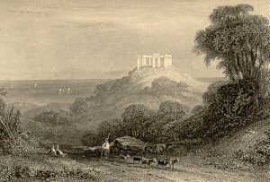 Temple of Minerva in Aegina, formerly called Jupiter Panhellenius [sic]  by Copley Fielding in Wordsworth, C. Greece: Pictorial, Descriptive, Historical. London 1882