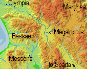 Megalopolis and surrounding area - Topographical Map
