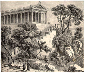 Fanciful reconstruction of the Temple of Poseidon at Kalauria