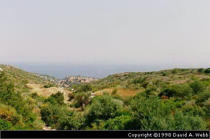 View of the acropolis of Rhamnous, from the temple site.