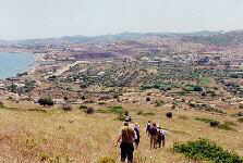 Heading down the hill towards the town site. Laurion in the distance.
