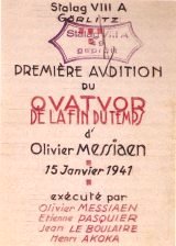 Poster for the first performance of Messiaen's Quartet for the End of Time