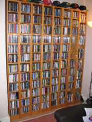 Large CD collection on shelves