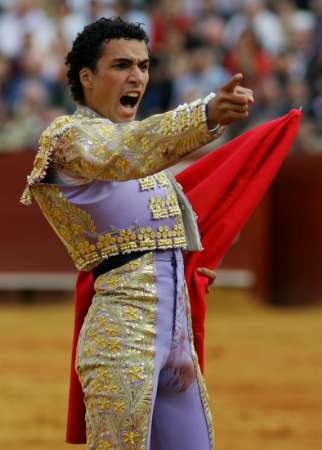 Matador with red flag