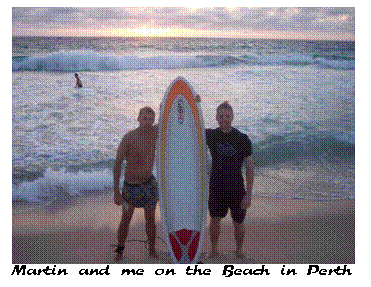 Text Box:  
Martin and me on the Beach in Perth  
