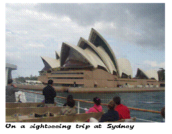 Text Box:  
On a sightseeing trip at Sydney harbour.
