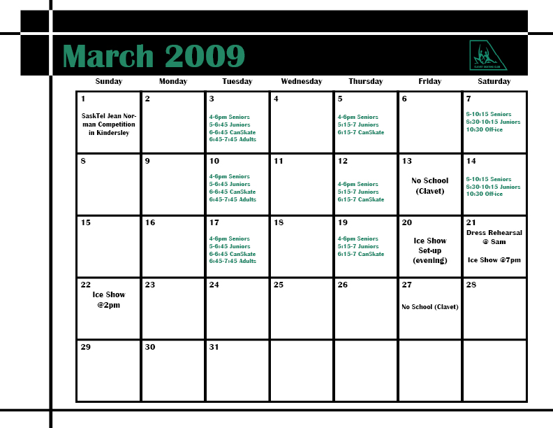 March 2009 Calendar