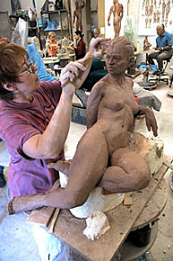 Judela sculpting Athena