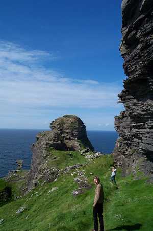 Some of the most amazing sights at the Cliffs were accessible only by Goat Paths like this one being explored by Andrew and Rebecca
