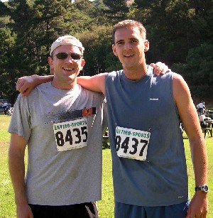 Jeff and I relax after a harrowing downhill run.