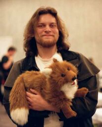 maskwa holding a CUTE fox puppet of mine.
