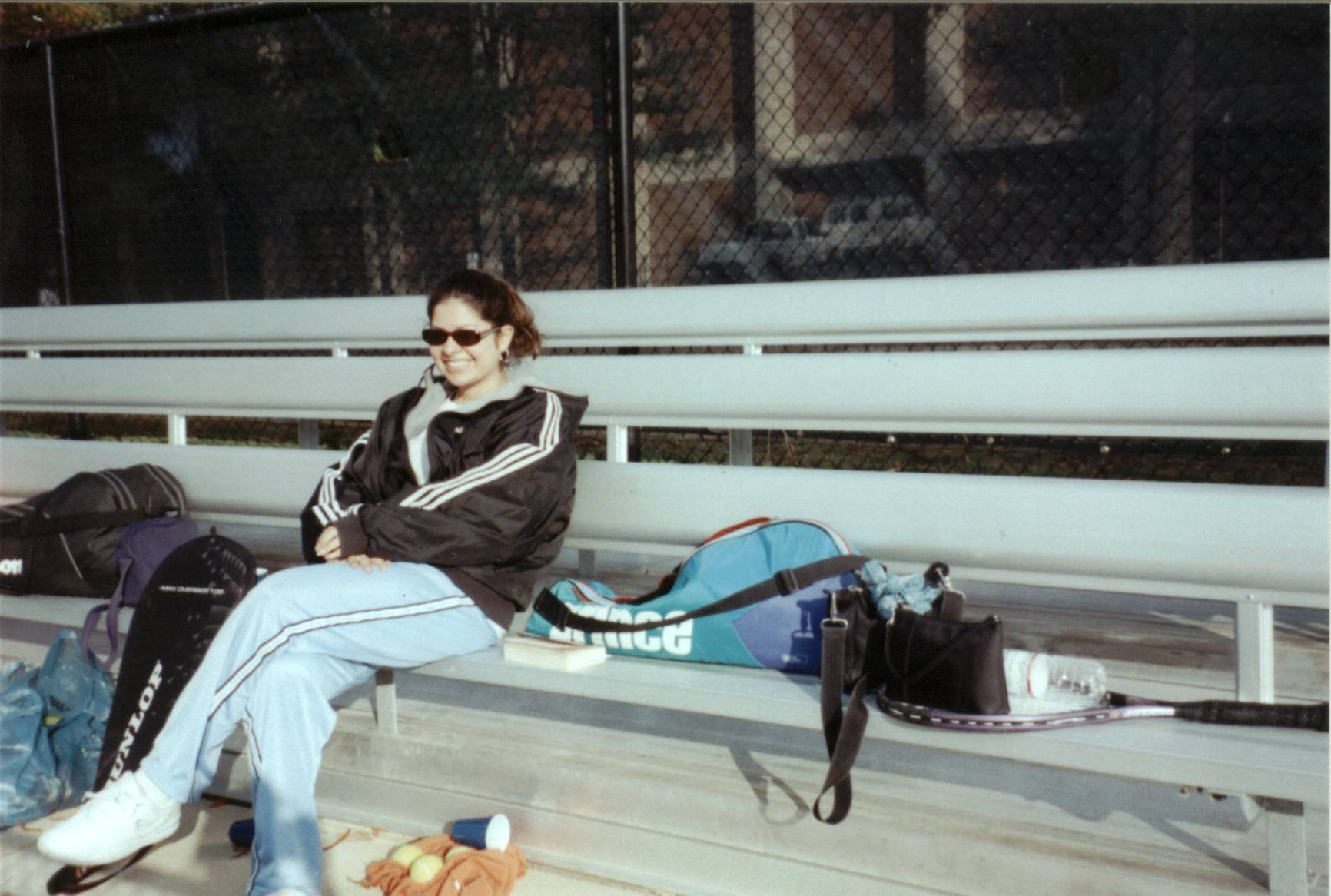 Karen chillin' on the bleachers at W&M