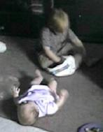 MOM! Help! Jackson's putting my diaper oonn!!