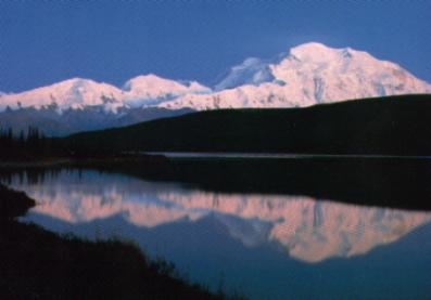 Mount McKinley on Wonder Lake in Denali Park 