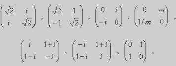 some matrices whose square is the identity