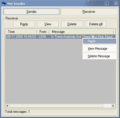 Main window - Receiver interface