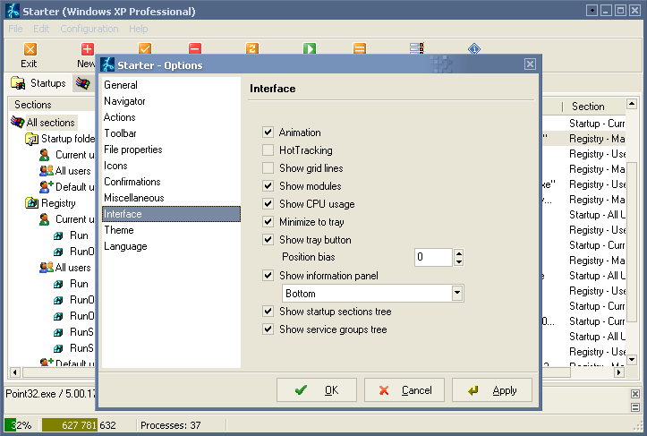 Options dialog