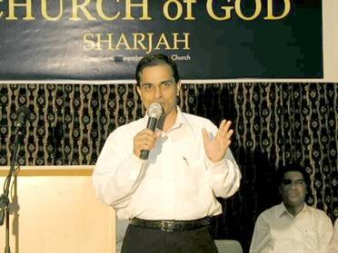 Rev. Vinod Jacob (Pastor Church of God Sharjah and Overseer Church of God UAE Region) Leading the meeting.........