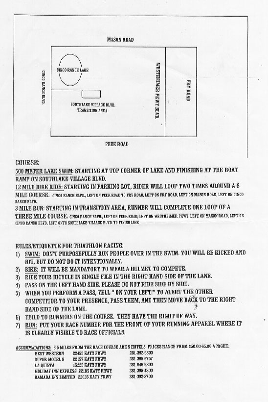 Texas High School Triathlon Entry Form