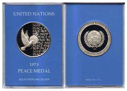 コレクション k1433 UNITED NATIONS PEACE MEDAL 1973 k1433 UNITED NATIONS PEACE MEDAL 1973