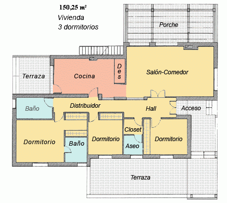 plano de casa de 3 dornmitoriuos