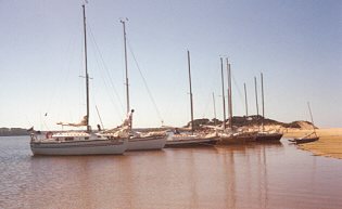 View of sandbar at the entrance, Lake Tyers