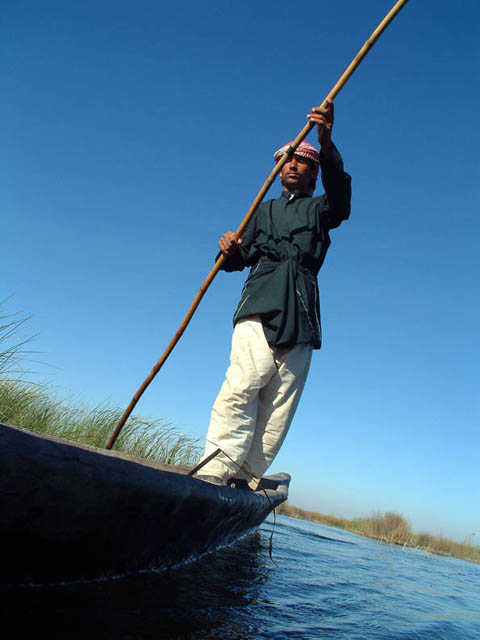 Boater in the Marshes, Iraq