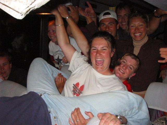 Just one of several raging nights on the bus ride home.